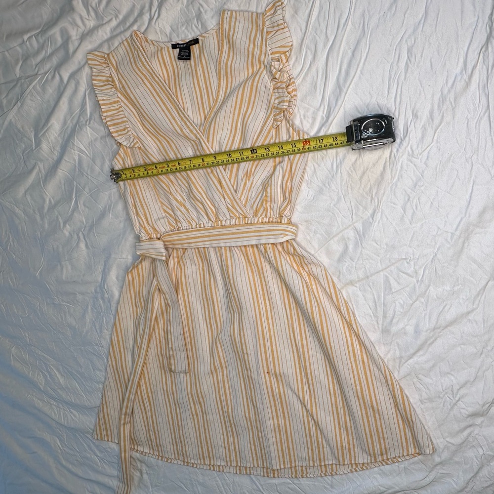 Robert Louis Striped Linen Wrap Dress Orange White Flutter Sleeves Summer Medium - Picture 10 of 13